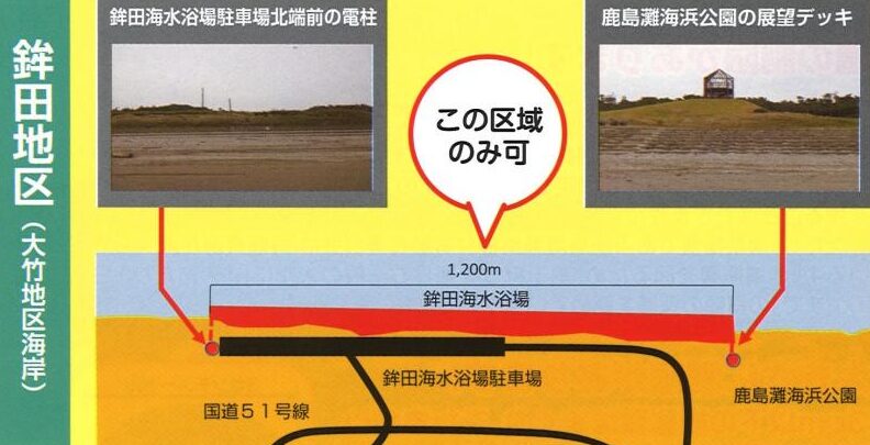 2024年茨城県潮干狩り　大竹海岸　採捕可能区域